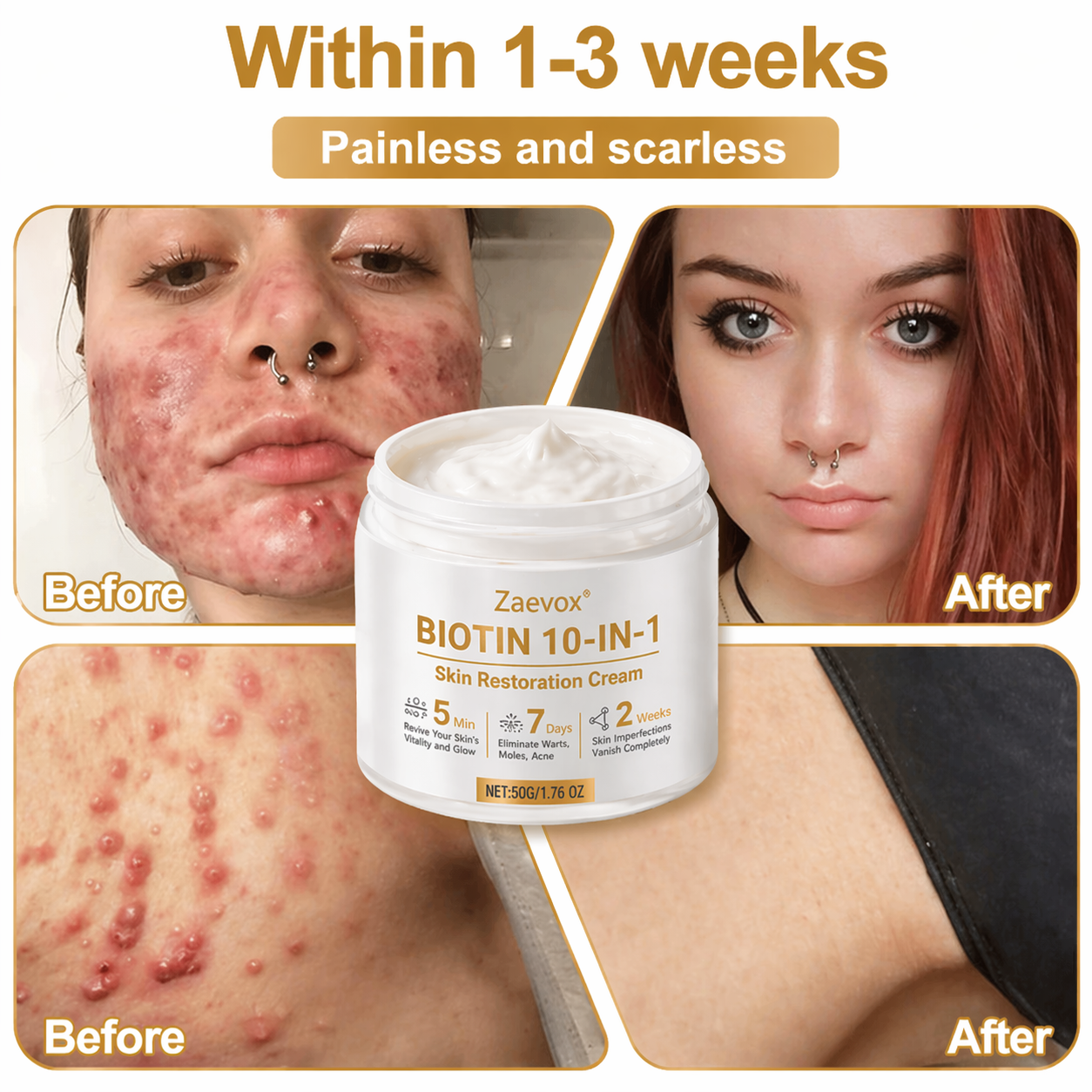 Made and Shipped from USA ✨Zaevox® Biotin 10-in-1 Skin Restoration Cream 🍀